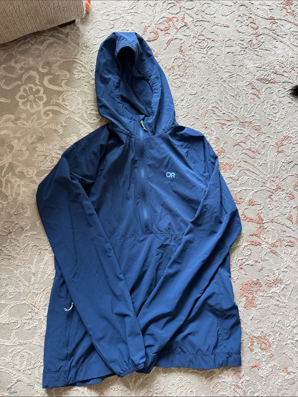 Outdoor Research Womens Navy Blue Hooded Lightweight quarter zip